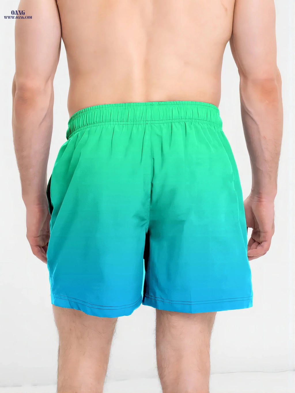 Men's Beach Shorts - Gradient Digital Print, Casual Vacation Style   OAXG Navy Color / FR S