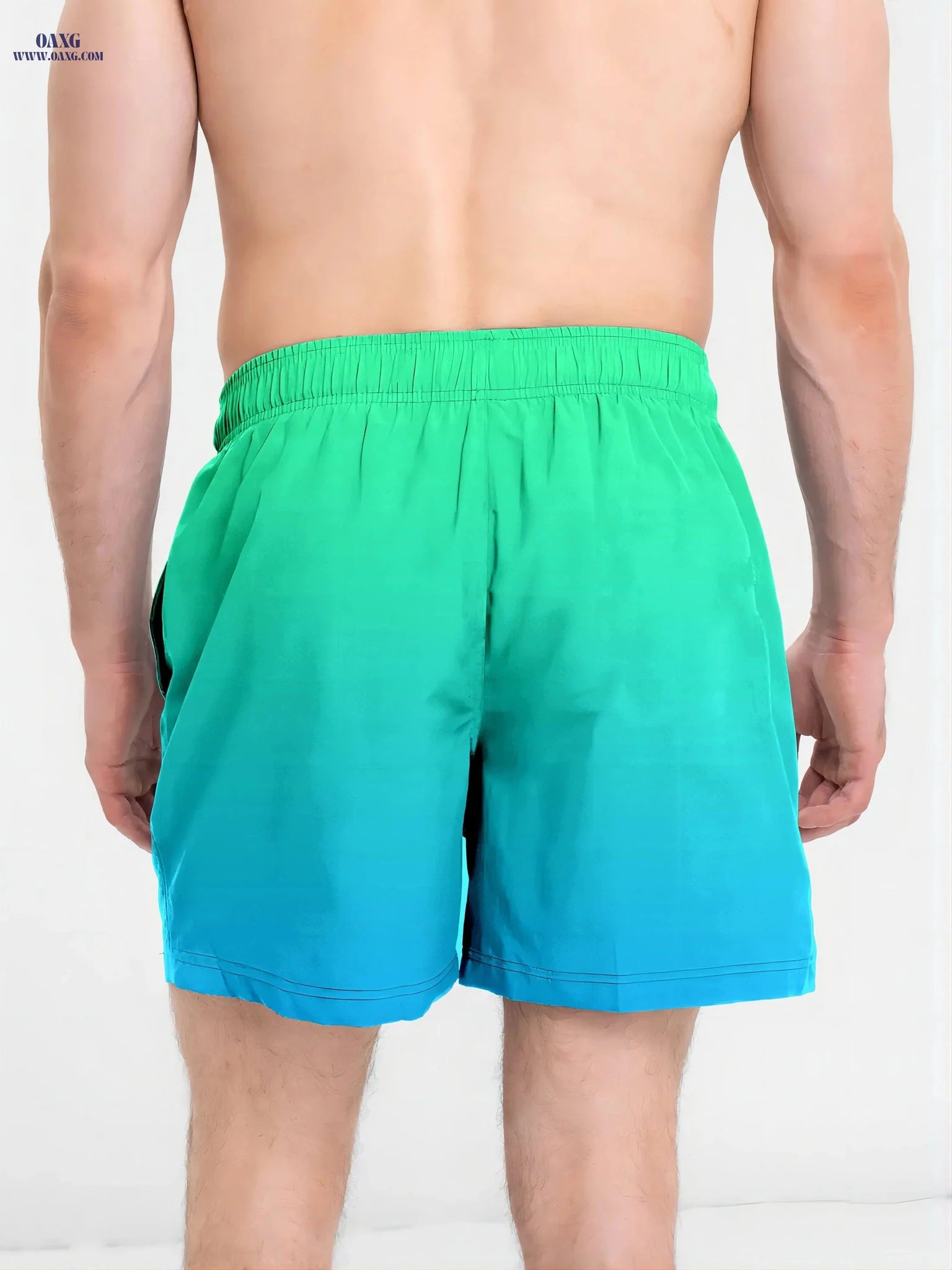 Men's Beach Shorts - Gradient Digital Print, Casual Vacation Style   OAXG Navy Color / FR S