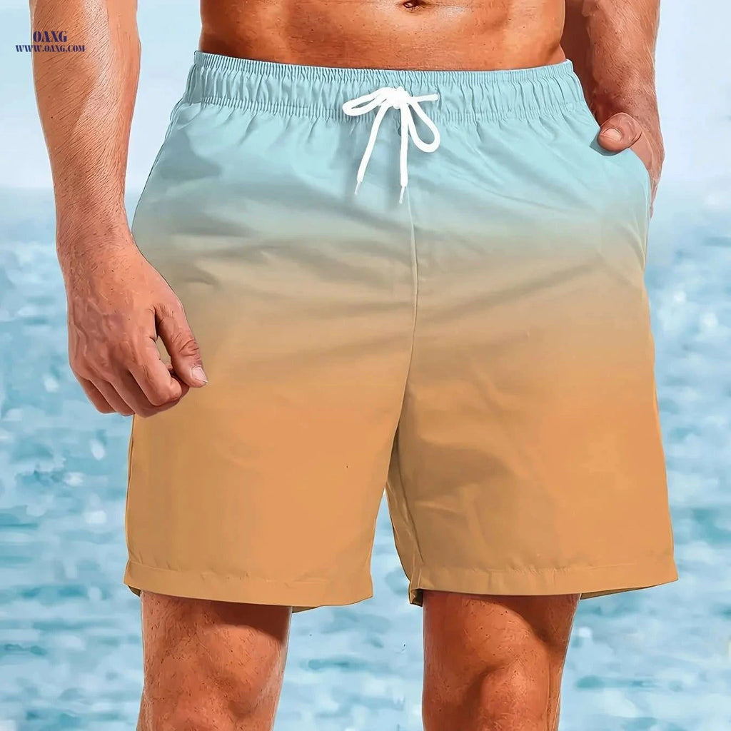 Men's Beach Shorts - Quick-Drying 3D Print Casual Swimming Trunks   OAXG Mixed Color / S
