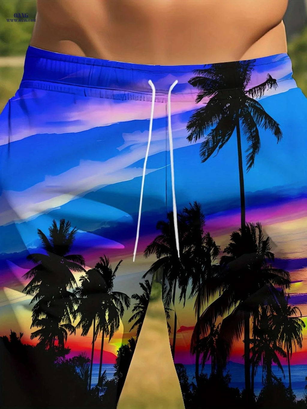 Men's Beach Shorts - Quick-Drying Coconut Tree Print for Summer Fun   OAXG Mixed Color / S