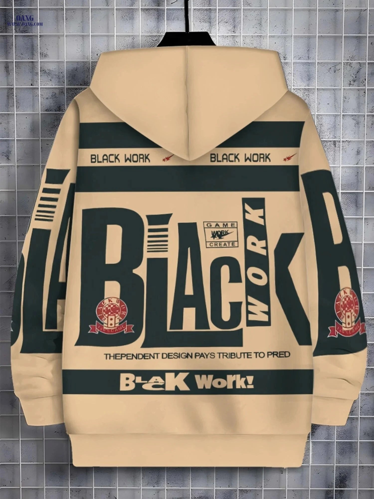 Men's Beige Zipper Hoodie - Soft Fabric, Graphic Design for Casual Wear   OAXG 