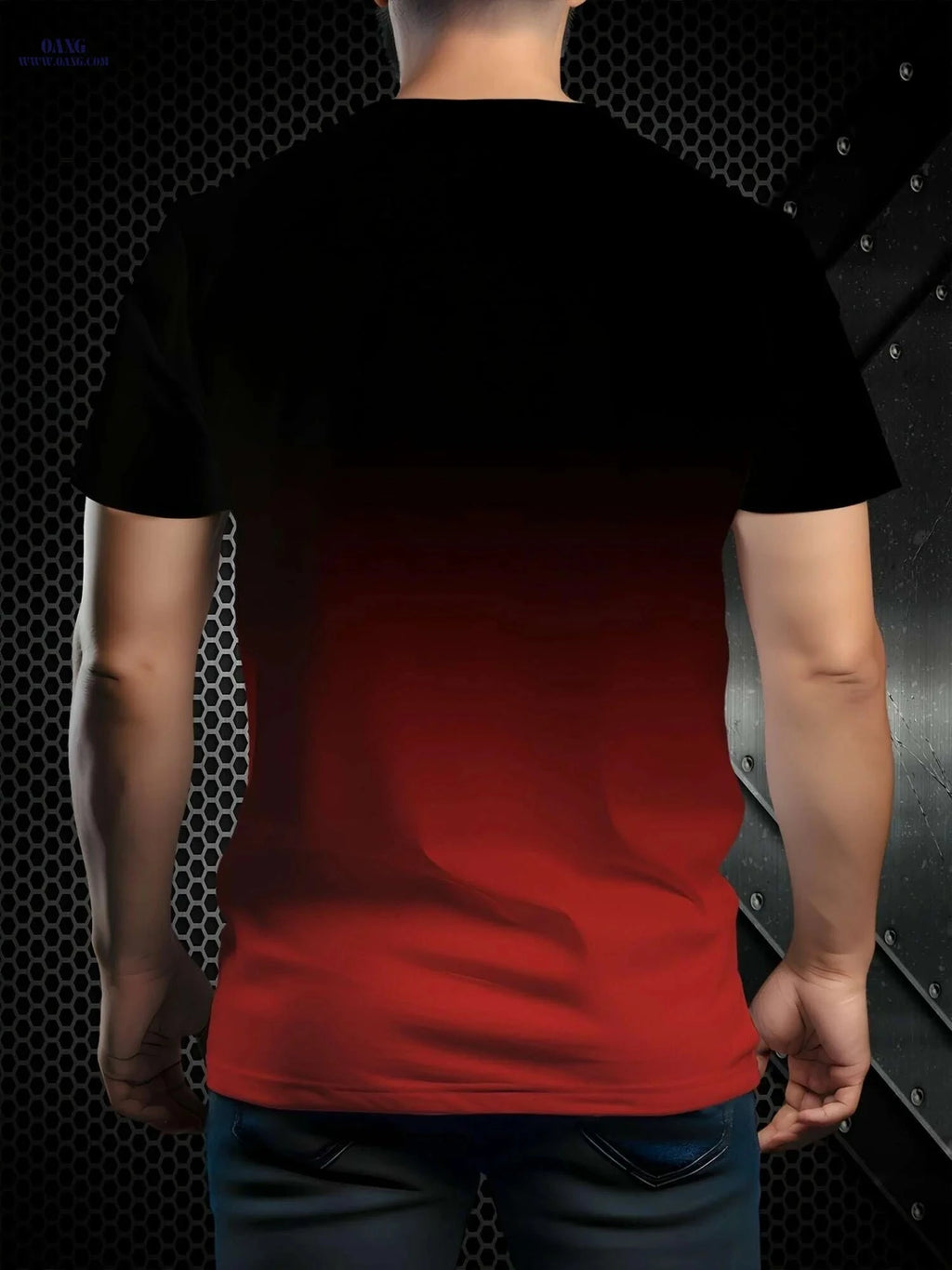 Men's Black and Red Gradient 3D Print T-Shirt - Casual Summer Wear   OAXG Mixed Color / S