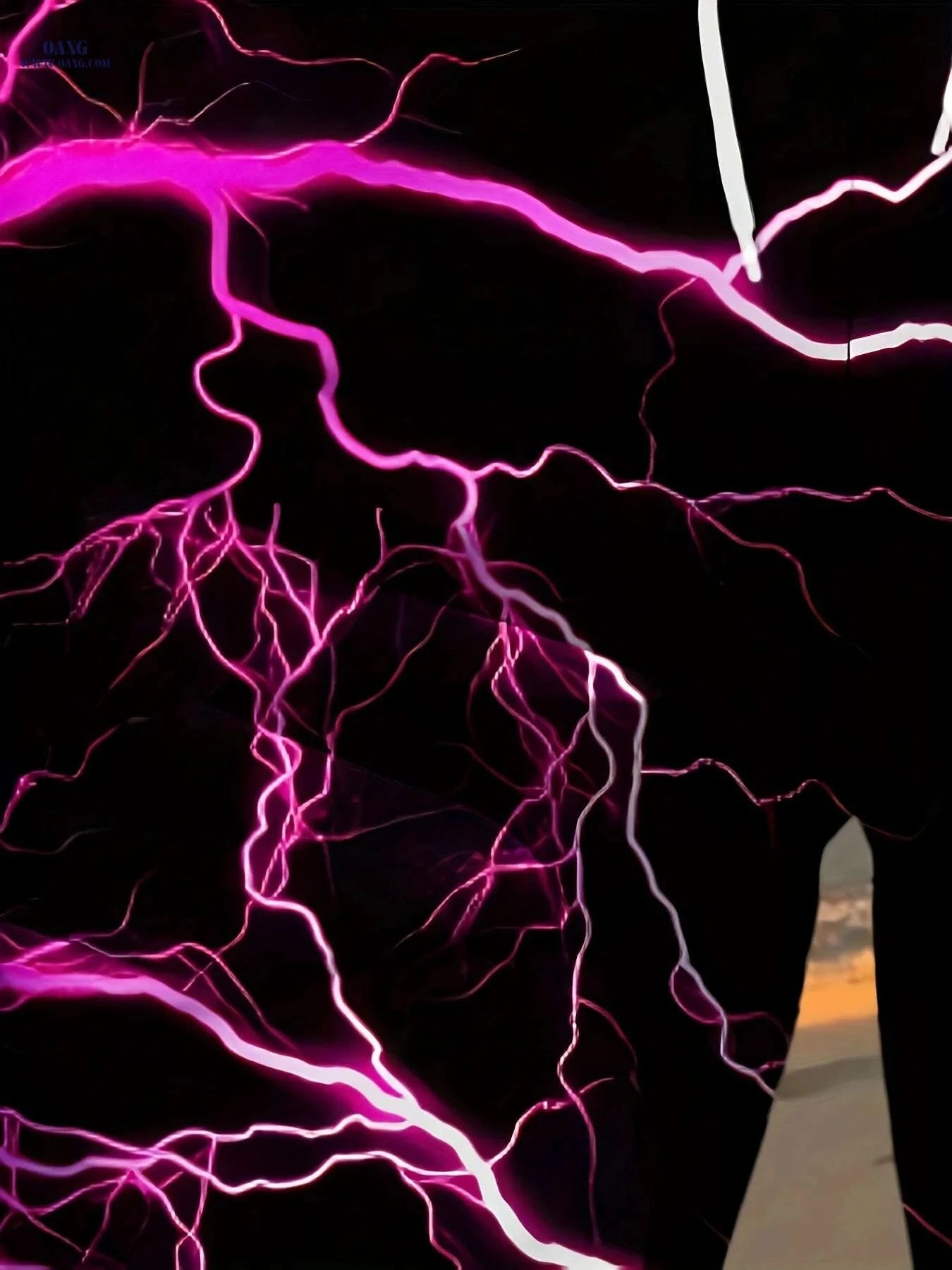 Men's Black Beach Shorts - Vibrant Pink Lightning Bolt Print   OAXG 