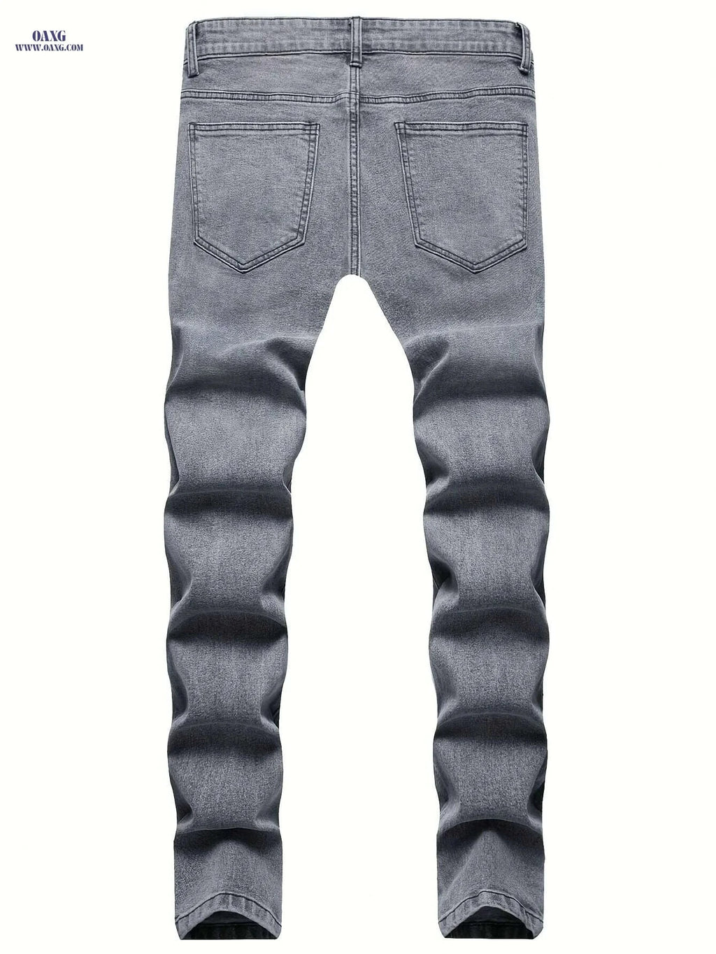Men's Black Elastic Patch Jeans - Stylish Casual Motorcycle Pants   OAXG 