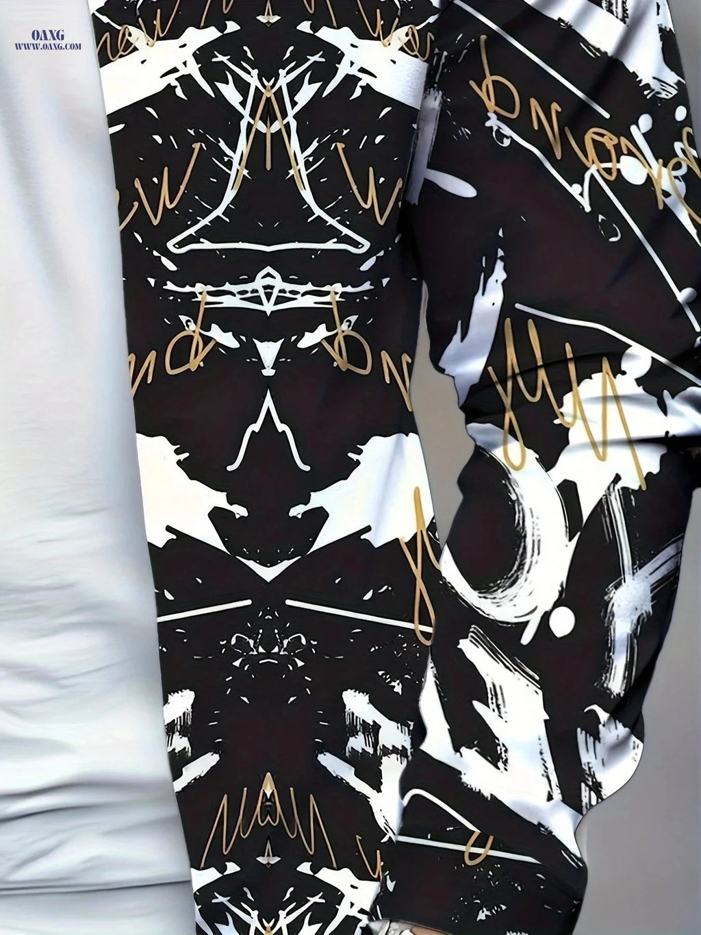 Men's Black Golden Graffiti Shirt - Trendy Urban Party Style   OAXG cs325 / FR S