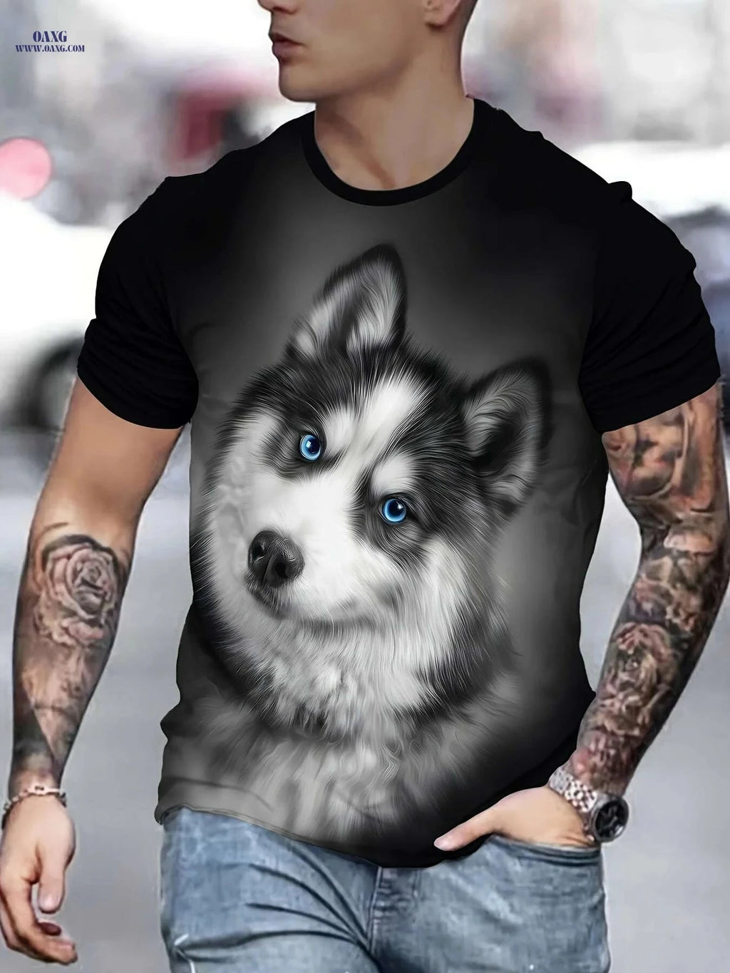 Men's Black Golden Pitbull Graphic T-Shirt - Casual Lightweight Tee   OAXG 