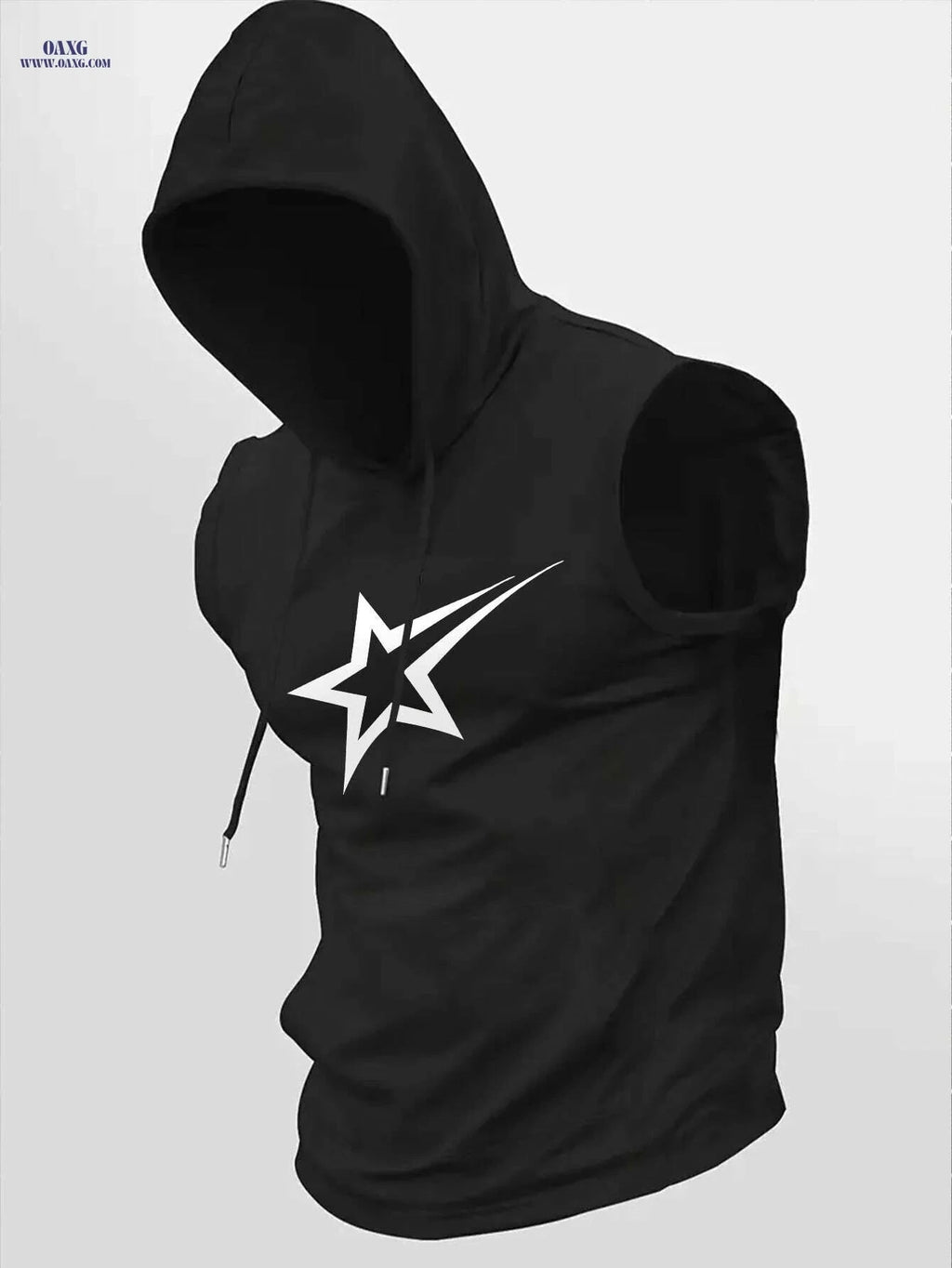 Men’s Black Hooded Tank Top - Casual Summer Streetwear for Outdoors   OAXG 