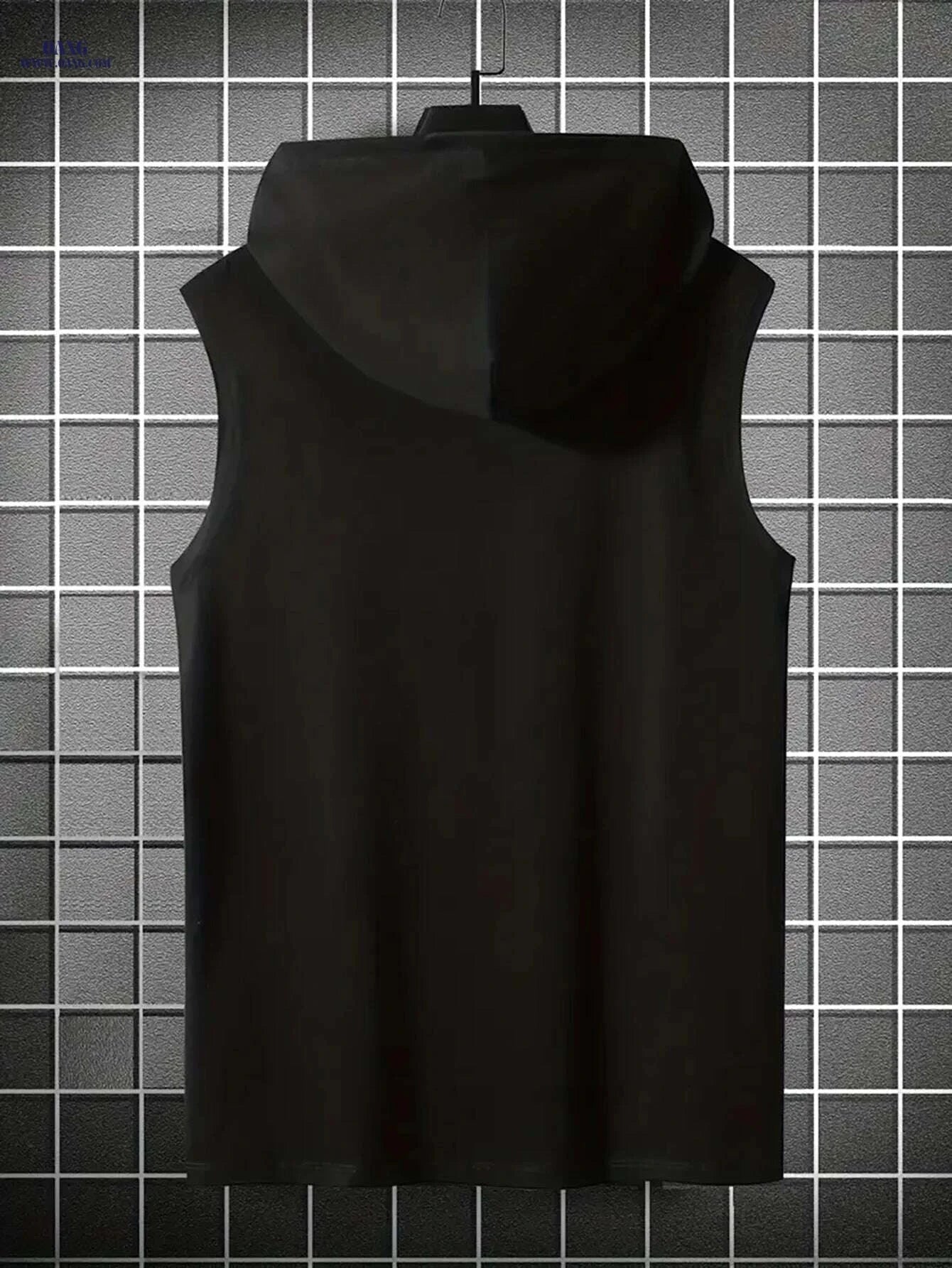 Men’s Black Hooded Tank Top - Casual Summer Streetwear for Outdoors   OAXG Black / XS