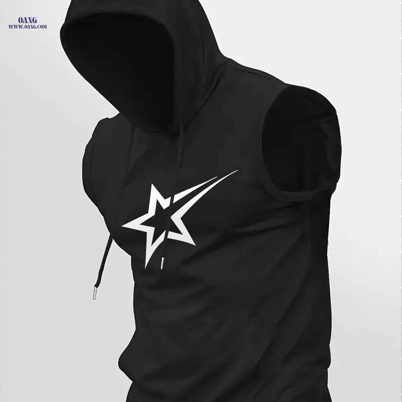 Men’s Black Hooded Tank Top - Casual Summer Streetwear for Outdoors   OAXG Black / XS