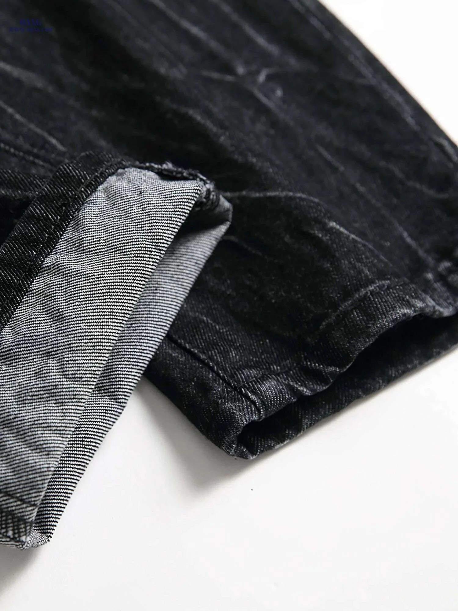 Men's Black Ripped Jeans - Regular Fit Tapered Distressed Denim   OAXG Black / 28