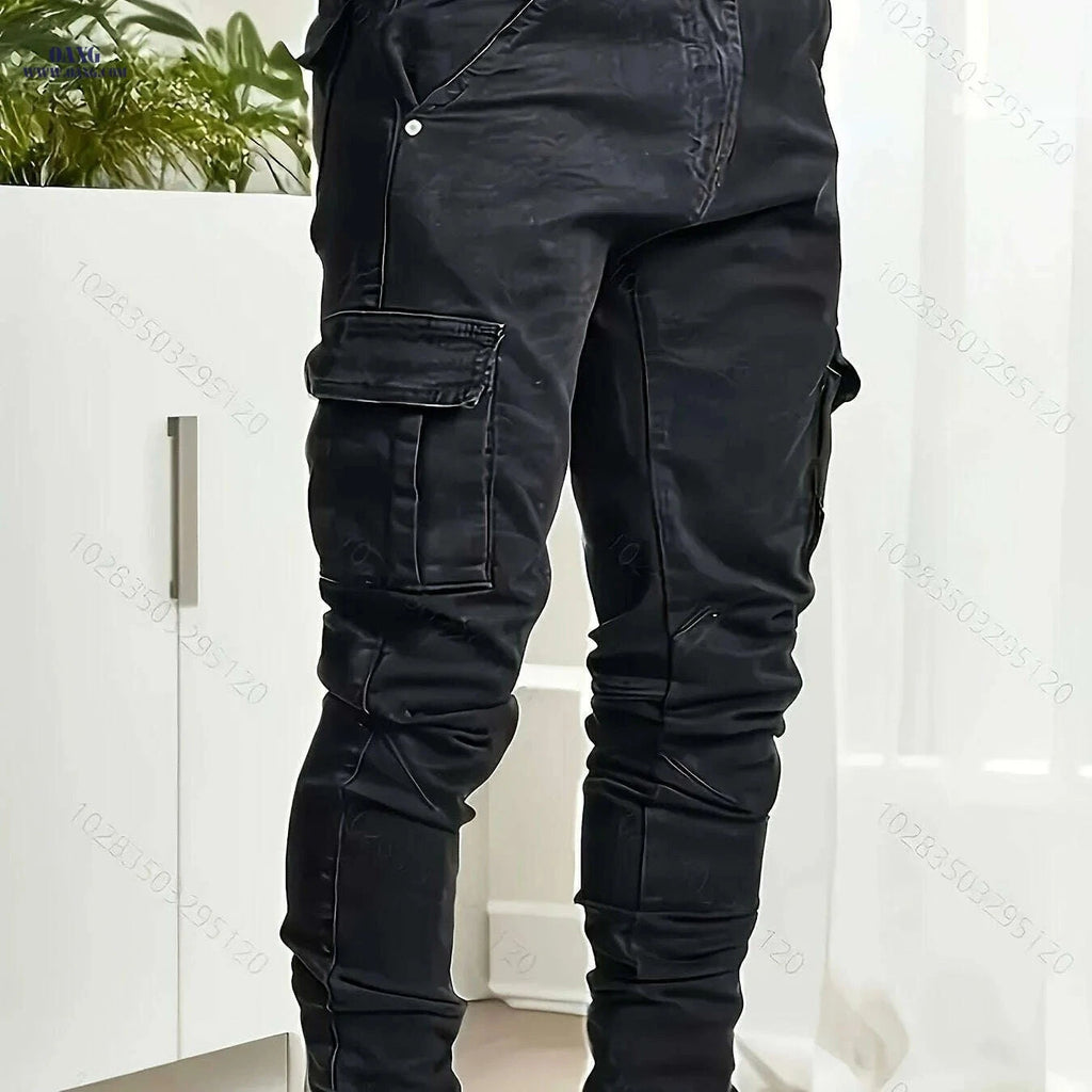 Men's Black Slim-Fit Stretch Jeans - All-Season Casual Wear   OAXG Black / S
