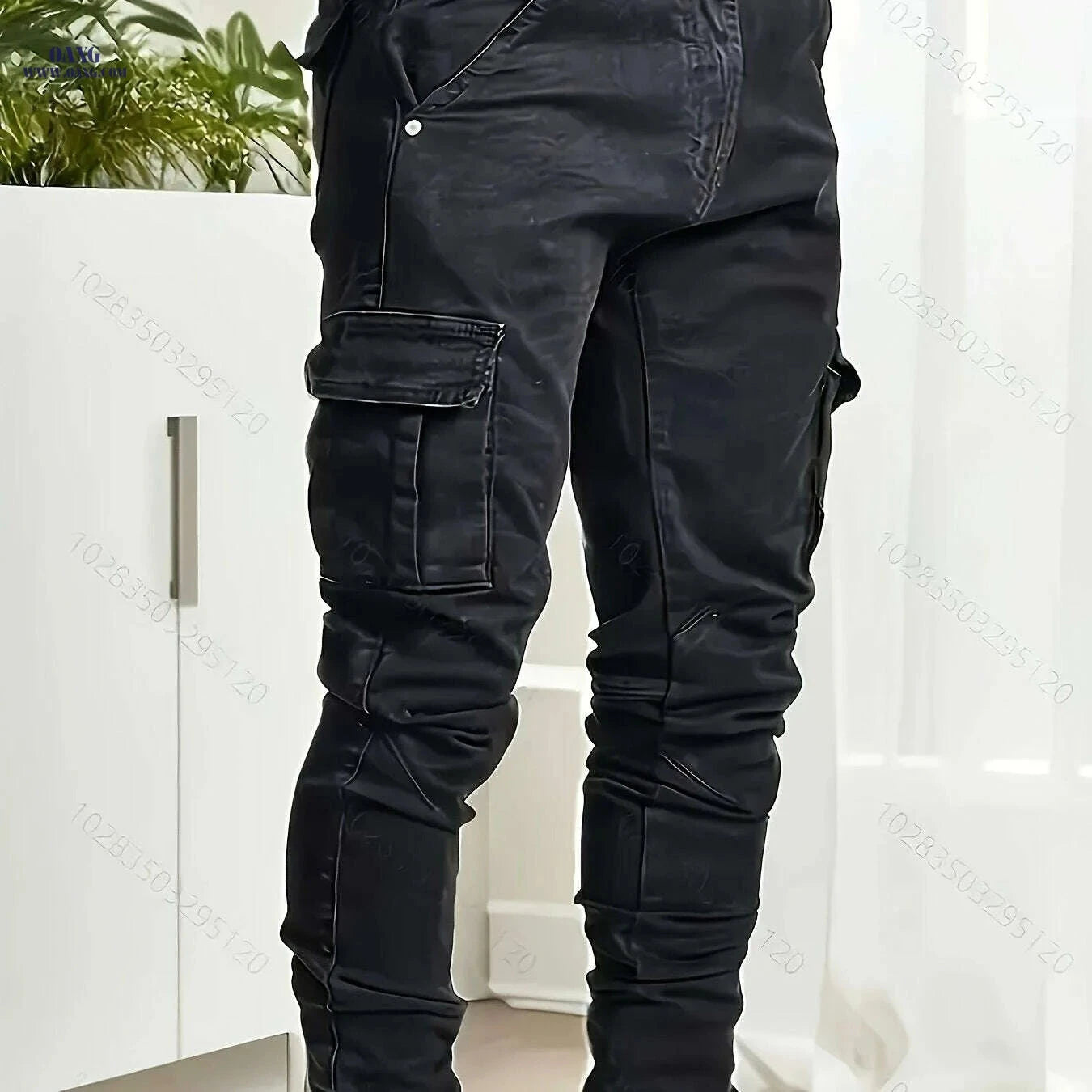 Men's Black Slim-Fit Stretch Jeans - All-Season Casual Wear   OAXG Black / S