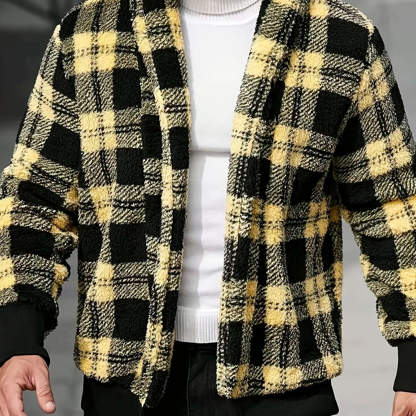 men-s-black-yellow-checkered-plush-jacket-lightweight-stylish-oaxg-f92