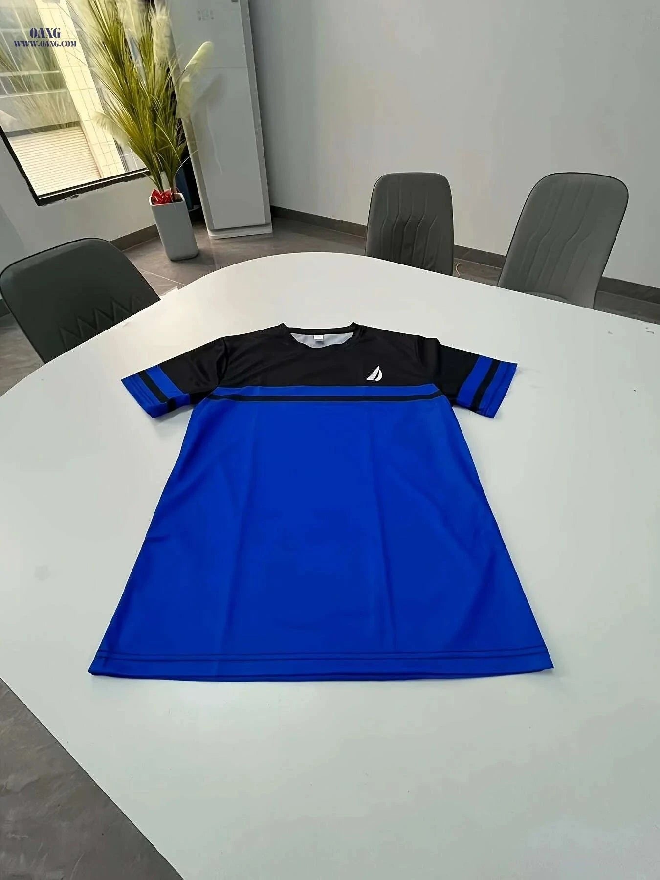 Men's Blue & Black Striped 3D Graphic Tee - Quick-Dry & Breathable   OAXG Mixed Color / S