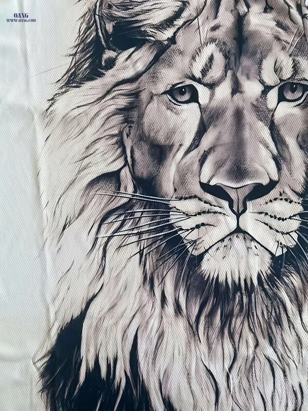 Men's Bold Lion 3D Print T-Shirt - Oversized Crew Neck Tee   OAXG Yellow / S