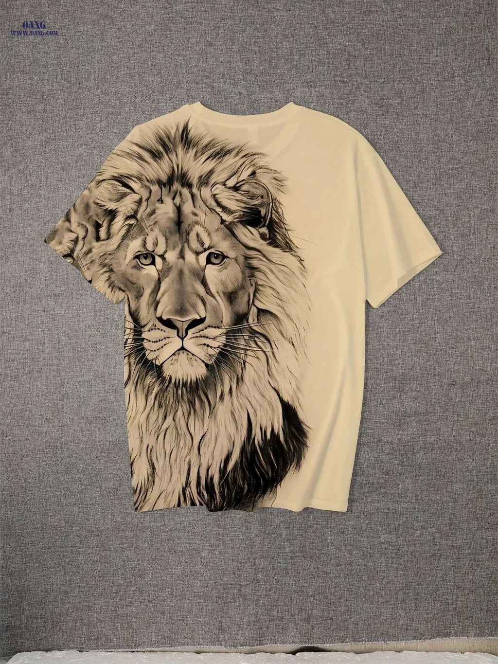 Men's Bold Lion 3D Print T-Shirt - Oversized Crew Neck Tee   OAXG Yellow / S