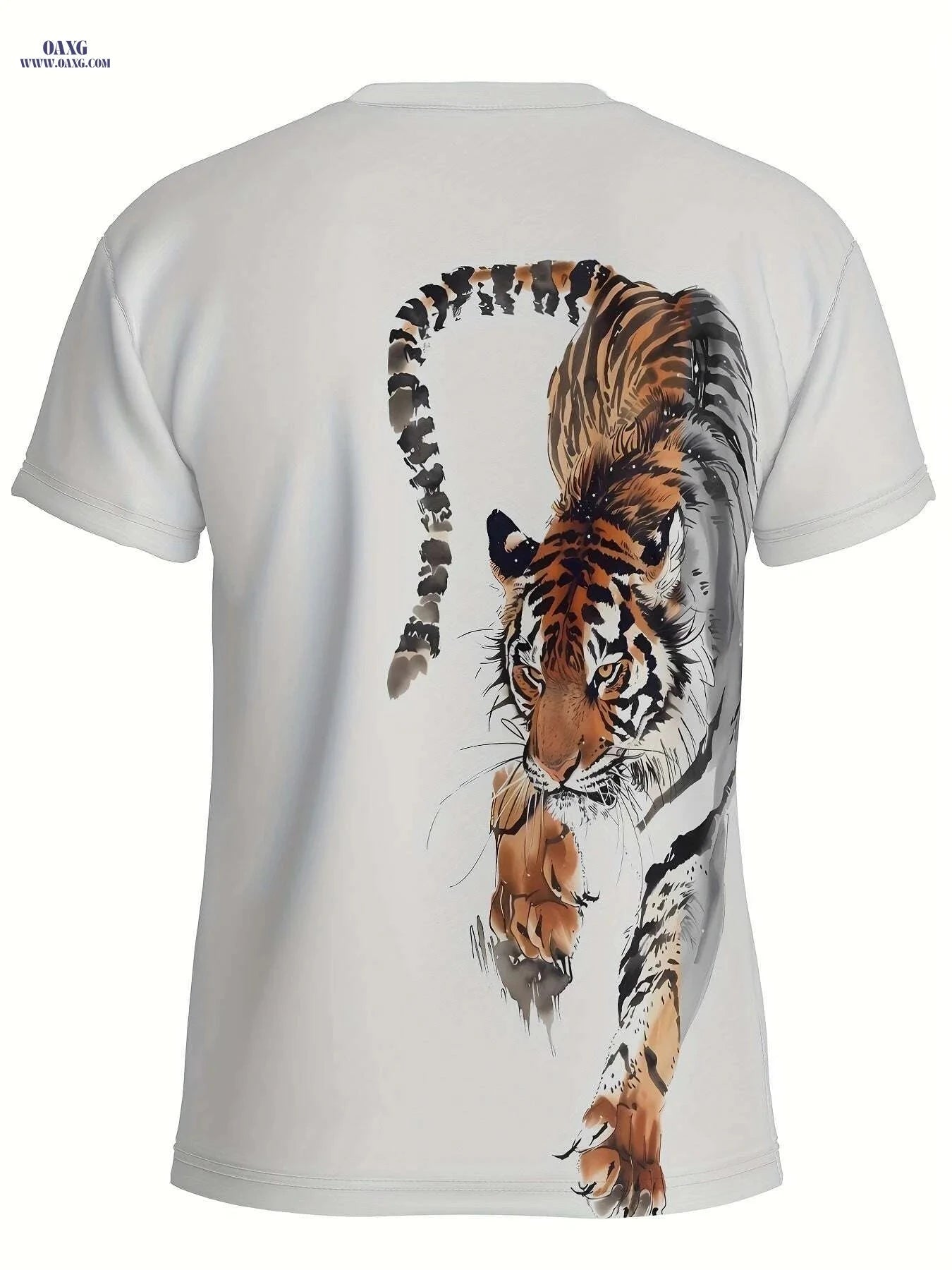 Men's Bold Tiger 3D Print Tee - Breathable Polyester Casual Shirt   OAXG DD205 / S