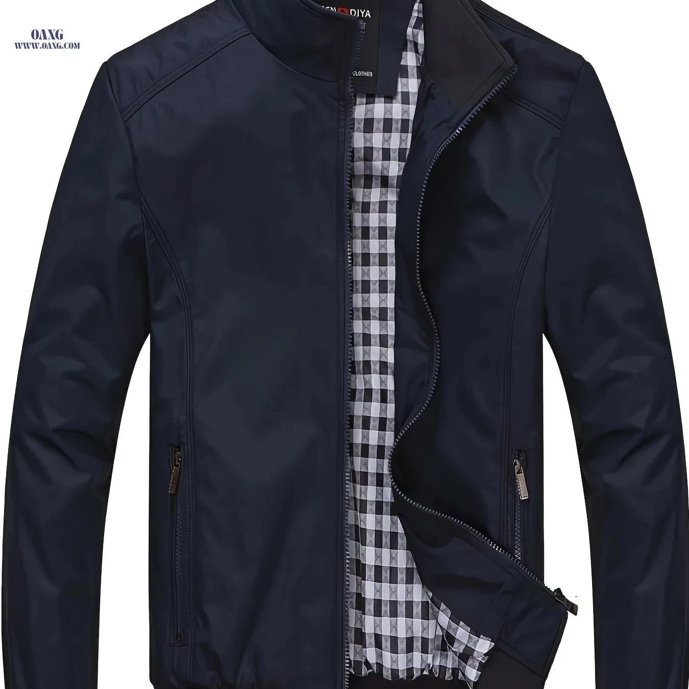 Men's Breathable Casual Jacket - Zip-Up Solid Color Coat for Spring   OAXG Navy Color / FR M