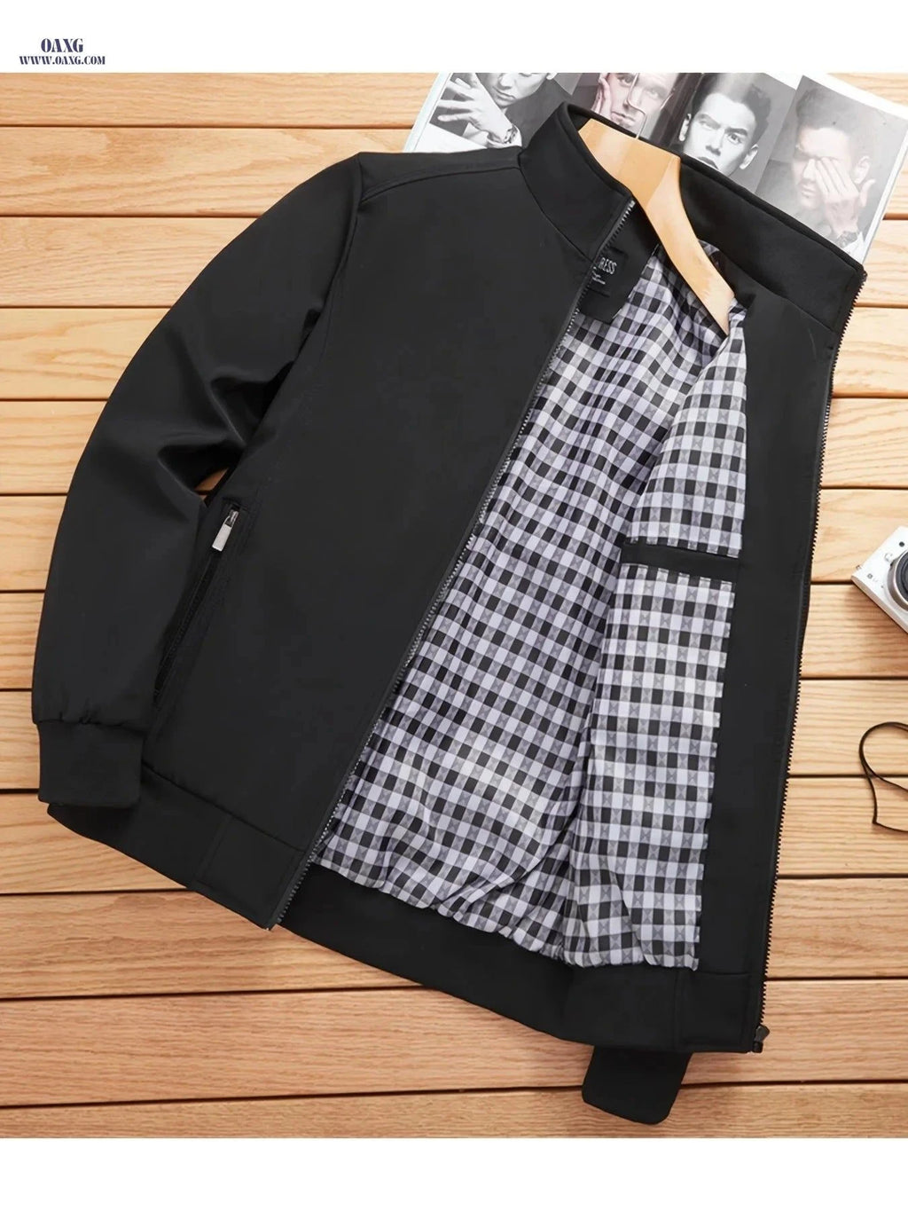 Men's Breathable Casual Jacket - Zip-Up Solid Color Coat for Spring   OAXG Navy Color / FR M