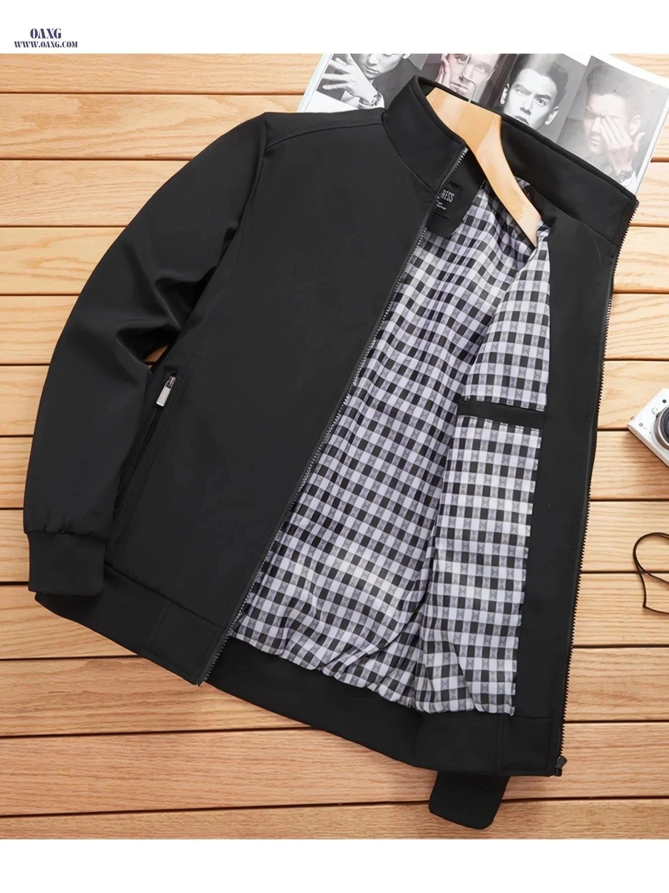 Men's Breathable Casual Jacket - Zip-Up Solid Color Coat for Spring   OAXG Navy Color / FR M