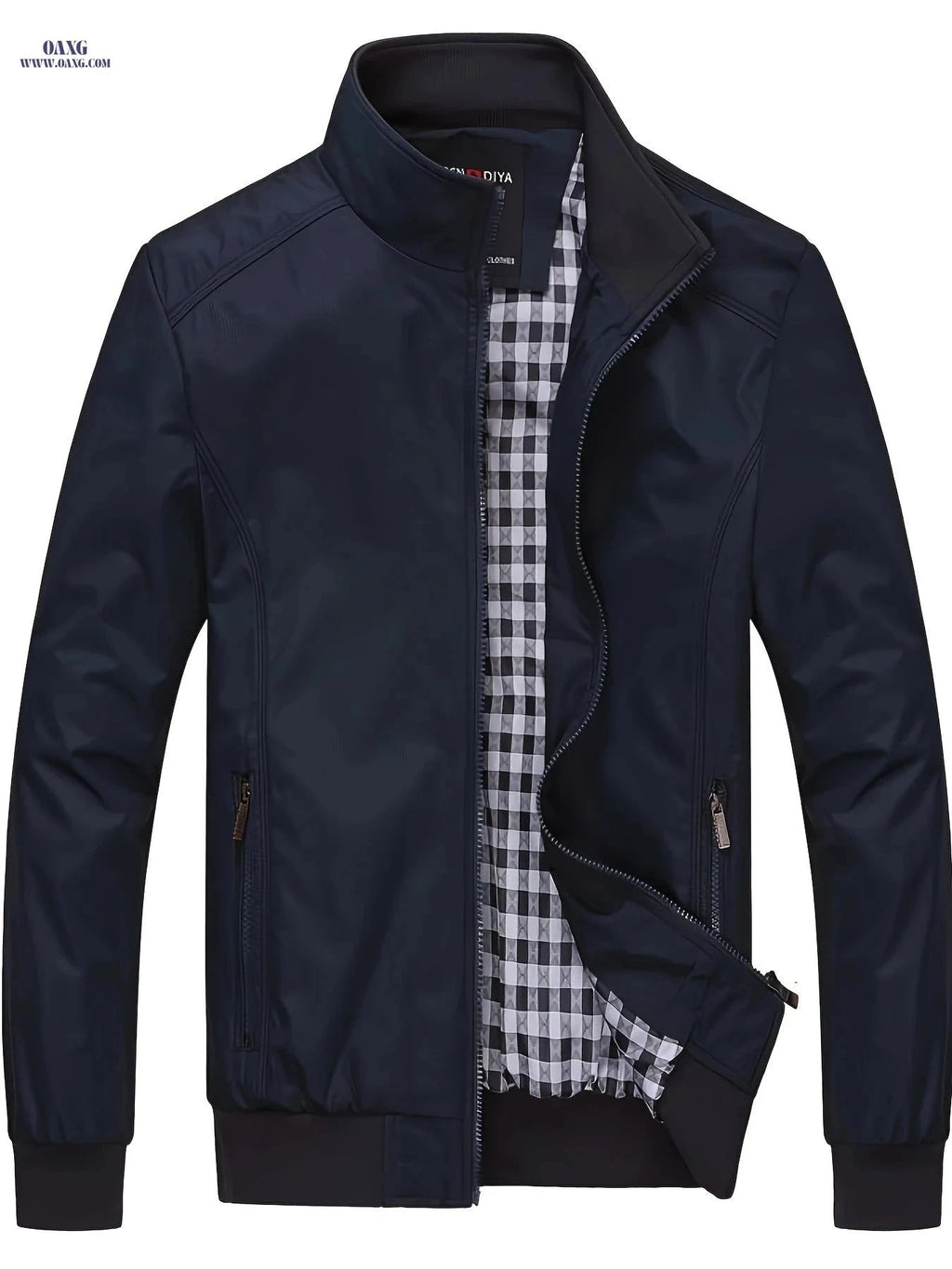 Men's Breathable Casual Jacket - Zip-Up Solid Color Coat for Spring   OAXG Navy Color / FR M