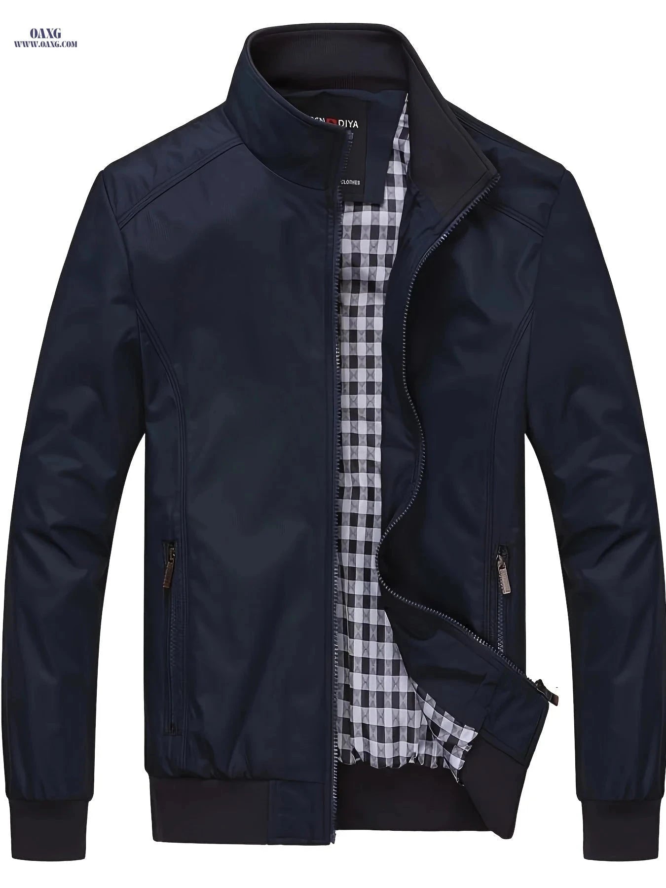 Men's Breathable Casual Jacket - Zip-Up Solid Color Coat for Spring   OAXG Navy Color / FR M