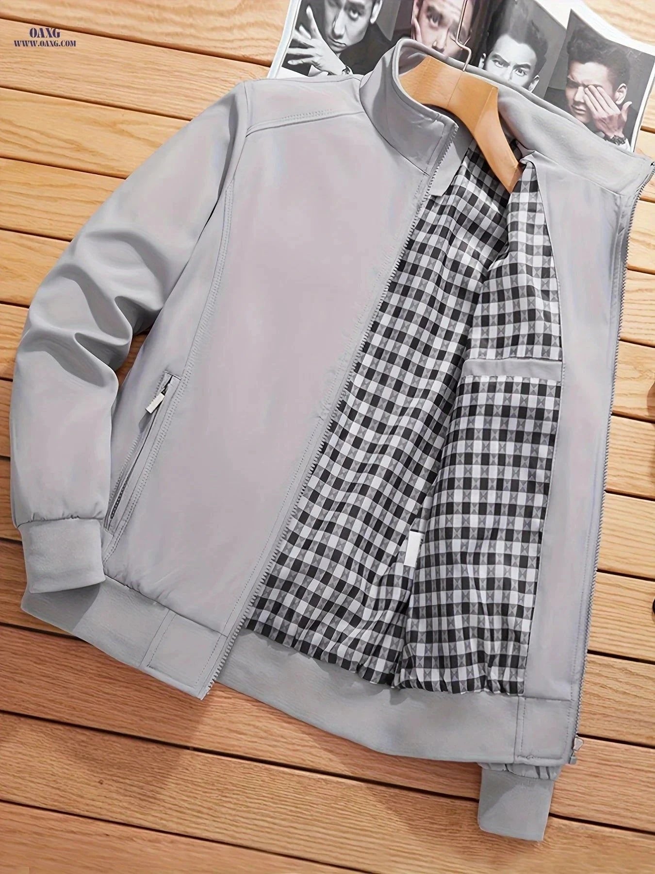 Men's Breathable Casual Jacket - Zip-Up Solid Color Coat for Spring   OAXG Navy Color / FR M