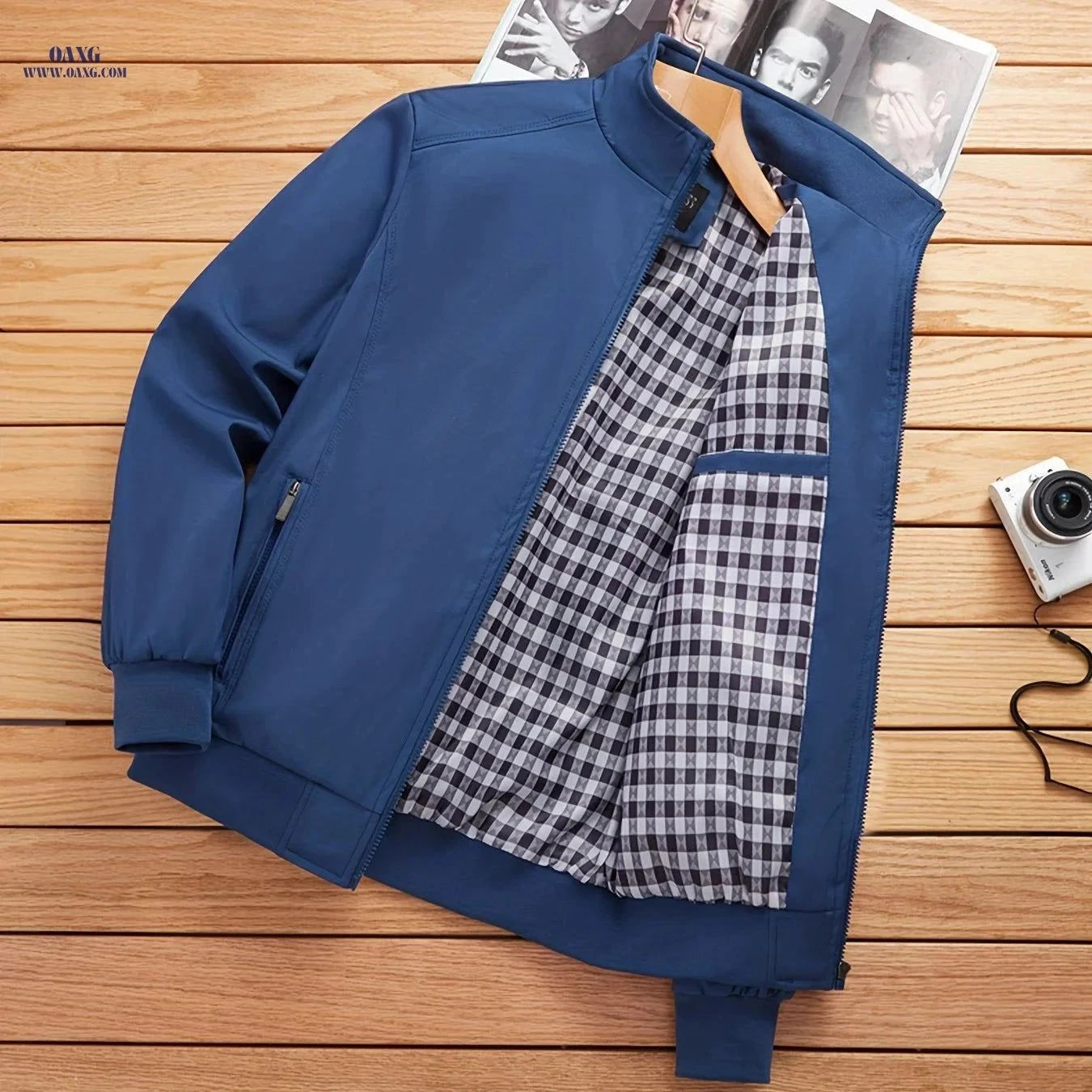 Men's Breathable Casual Jacket - Zip-Up Solid Color Coat for Spring   OAXG Navy Color / FR M