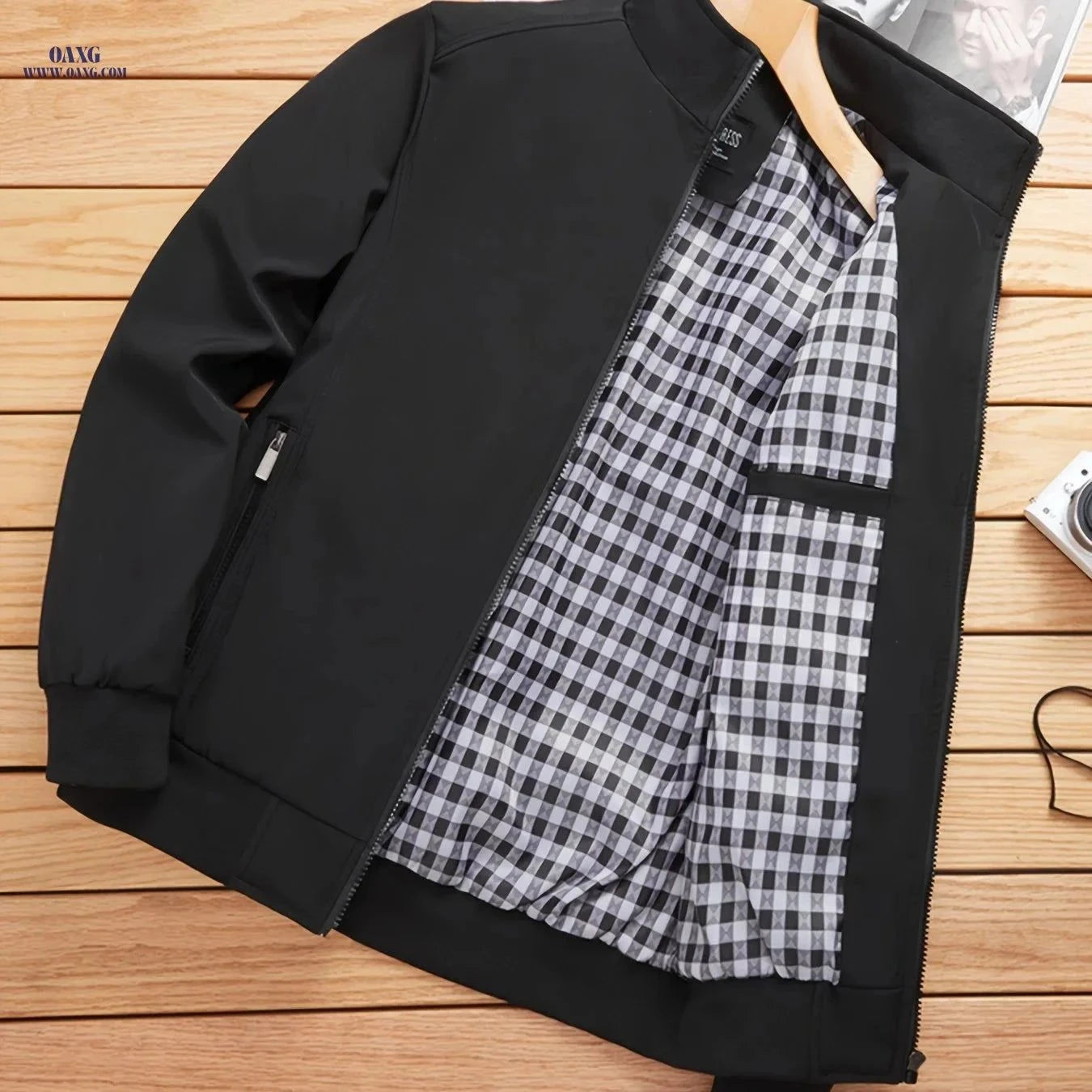 Men's Breathable Casual Jacket - Zip-Up Solid Color Coat for Spring   OAXG Navy Color / FR M