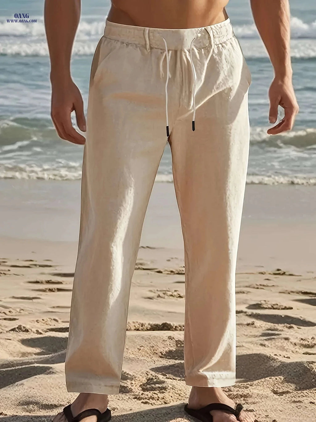 Men's Breathable Casual Linen Pants - Relaxed Fit for Outdoor Fun   OAXG 