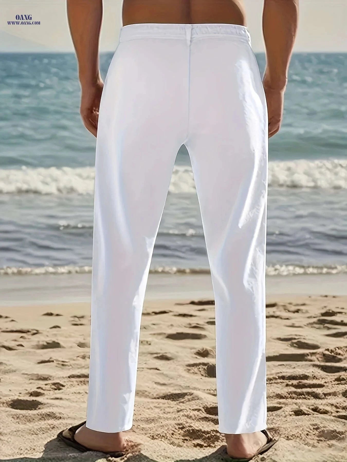 Men's Breathable Casual Linen Pants - Relaxed Fit for Outdoor Fun   OAXG 