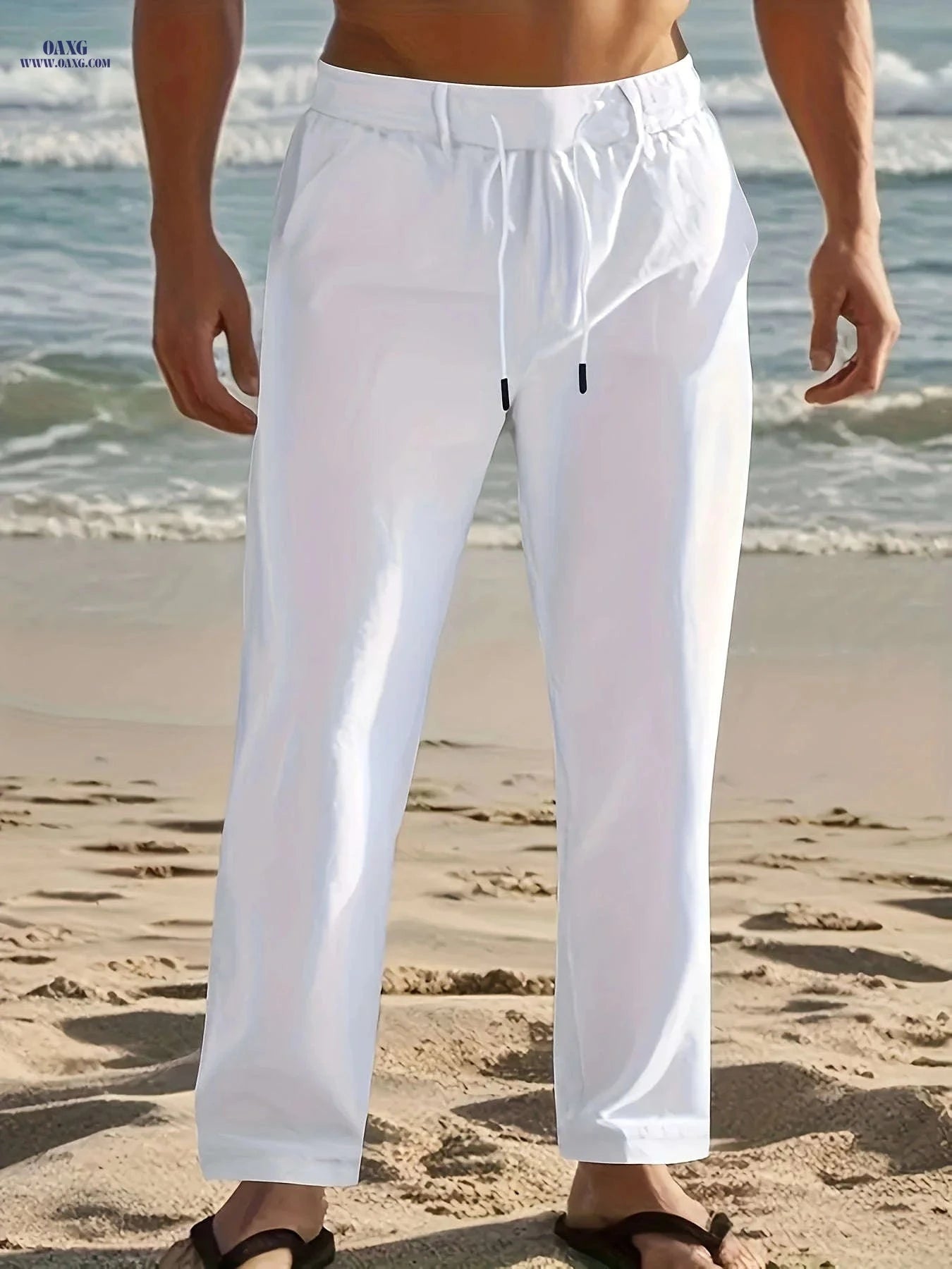 Men's Breathable Casual Linen Pants - Relaxed Fit for Outdoor Fun   OAXG 