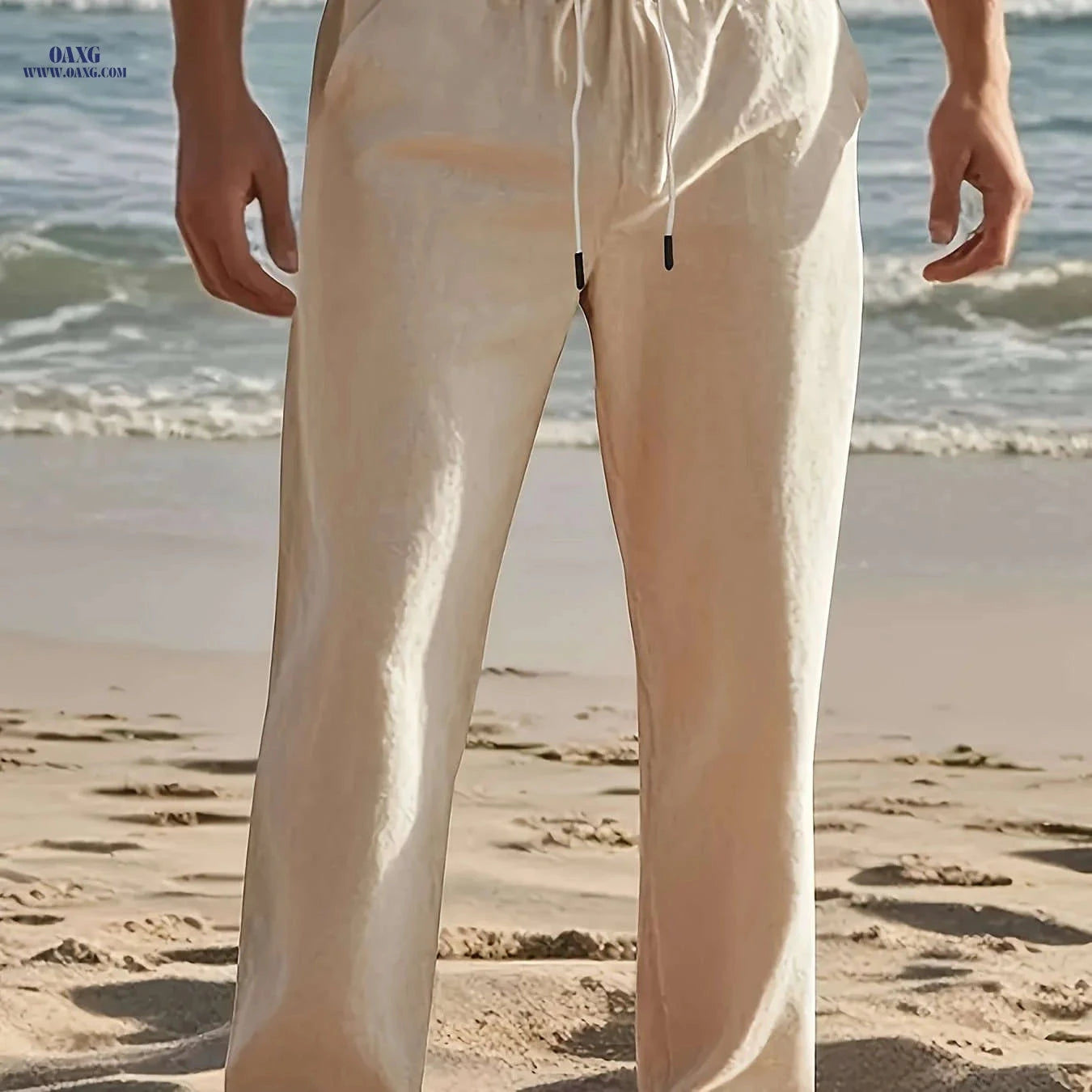 Men's Breathable Casual Linen Pants - Relaxed Fit for Outdoor Fun   OAXG 