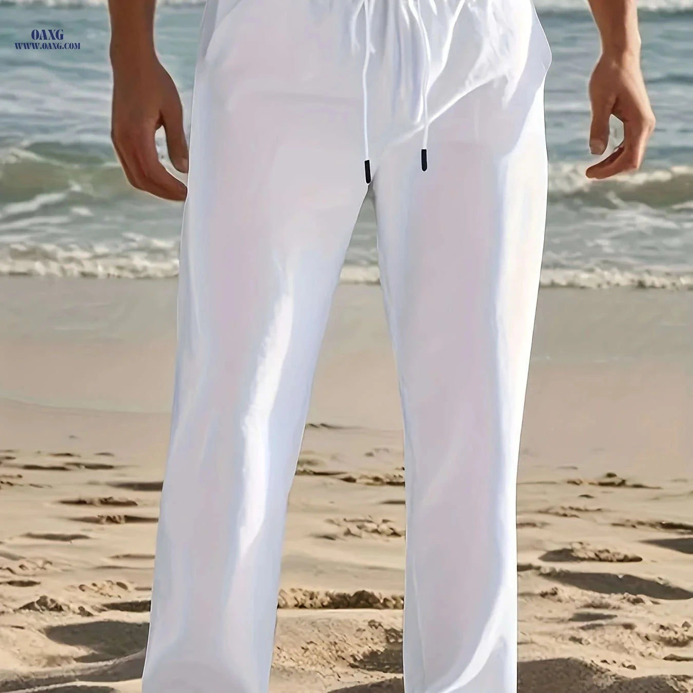 Men's Breathable Casual Linen Pants - Relaxed Fit for Outdoor Fun   OAXG Black / FR S