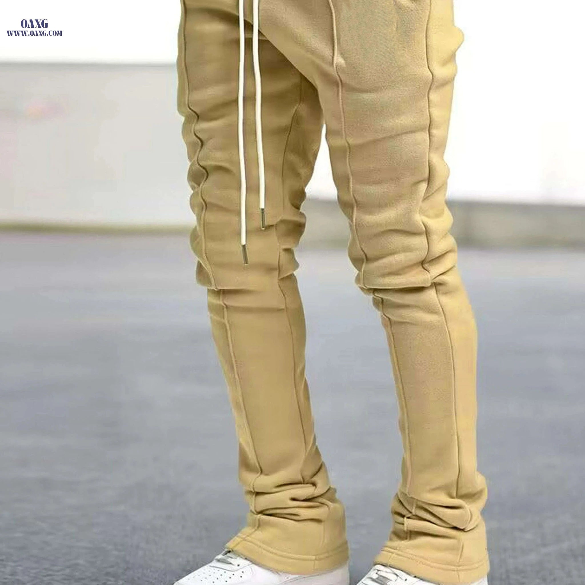 Men's Breathable Casual Pants - Lightweight Stretch Waist & Pockets   OAXG Red / S