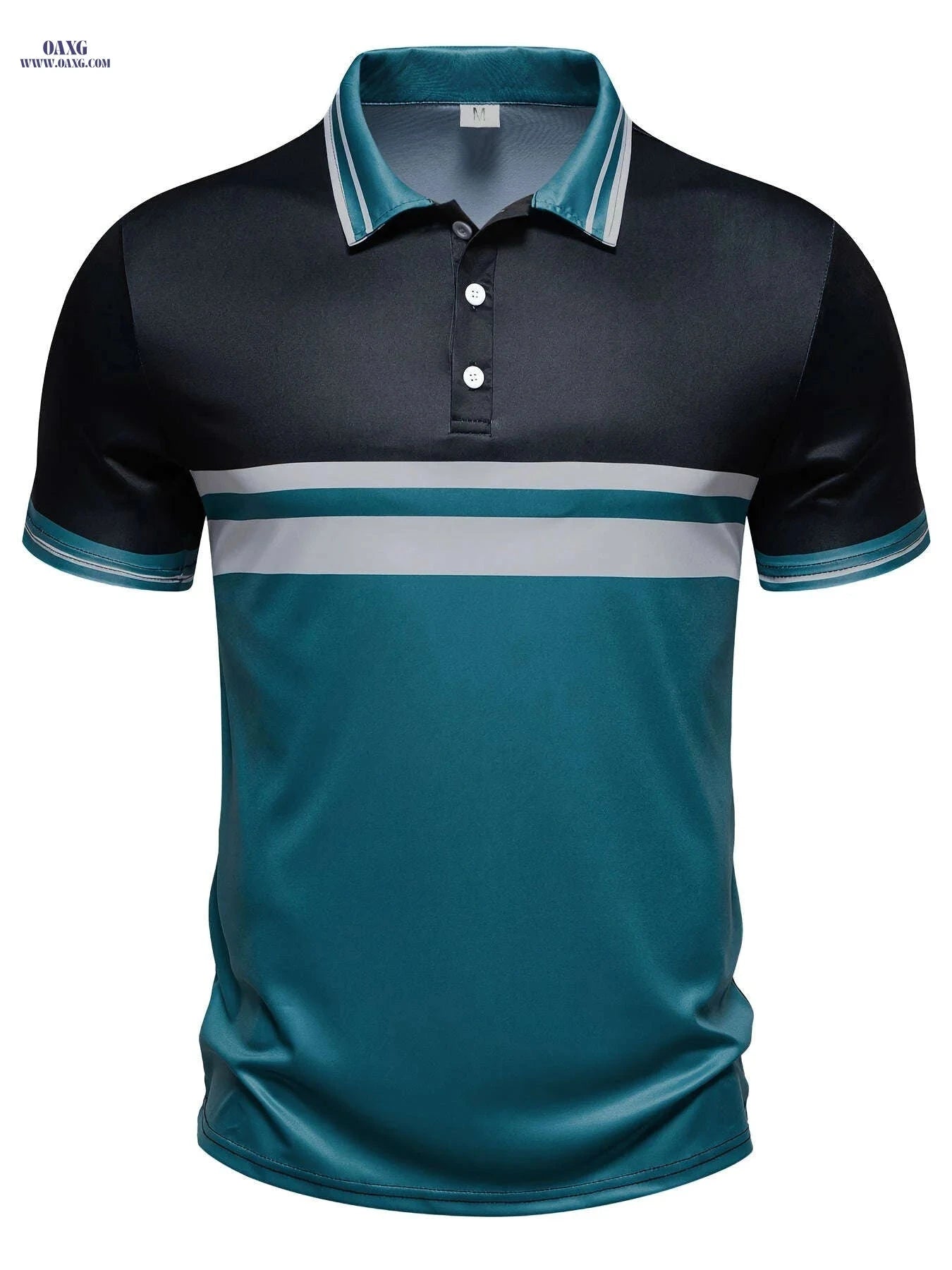 Men's Breathable Casual Shirt - Color Block, Short Sleeve, Comfort Fit   OAXG 