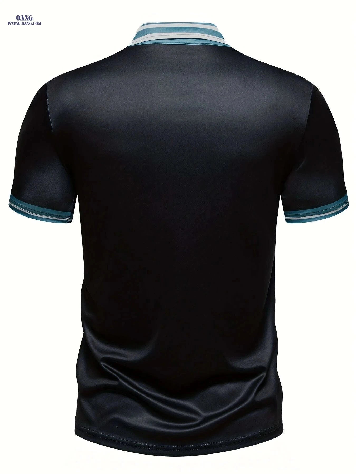 Men's Breathable Casual Shirt - Color Block, Short Sleeve, Comfort Fit   OAXG Black / FR M