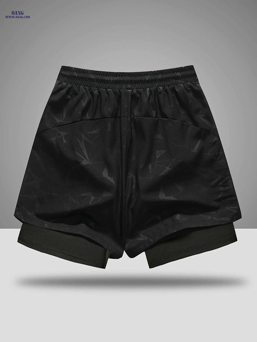 Men's Breathable Fitness Shorts - Slimming Sports Design, Geometric Print   OAXG Black / FR S