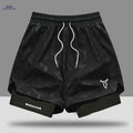 Men's Breathable Fitness Shorts - Slimming Sports Design, Geometric Print   OAXG Black / FR S