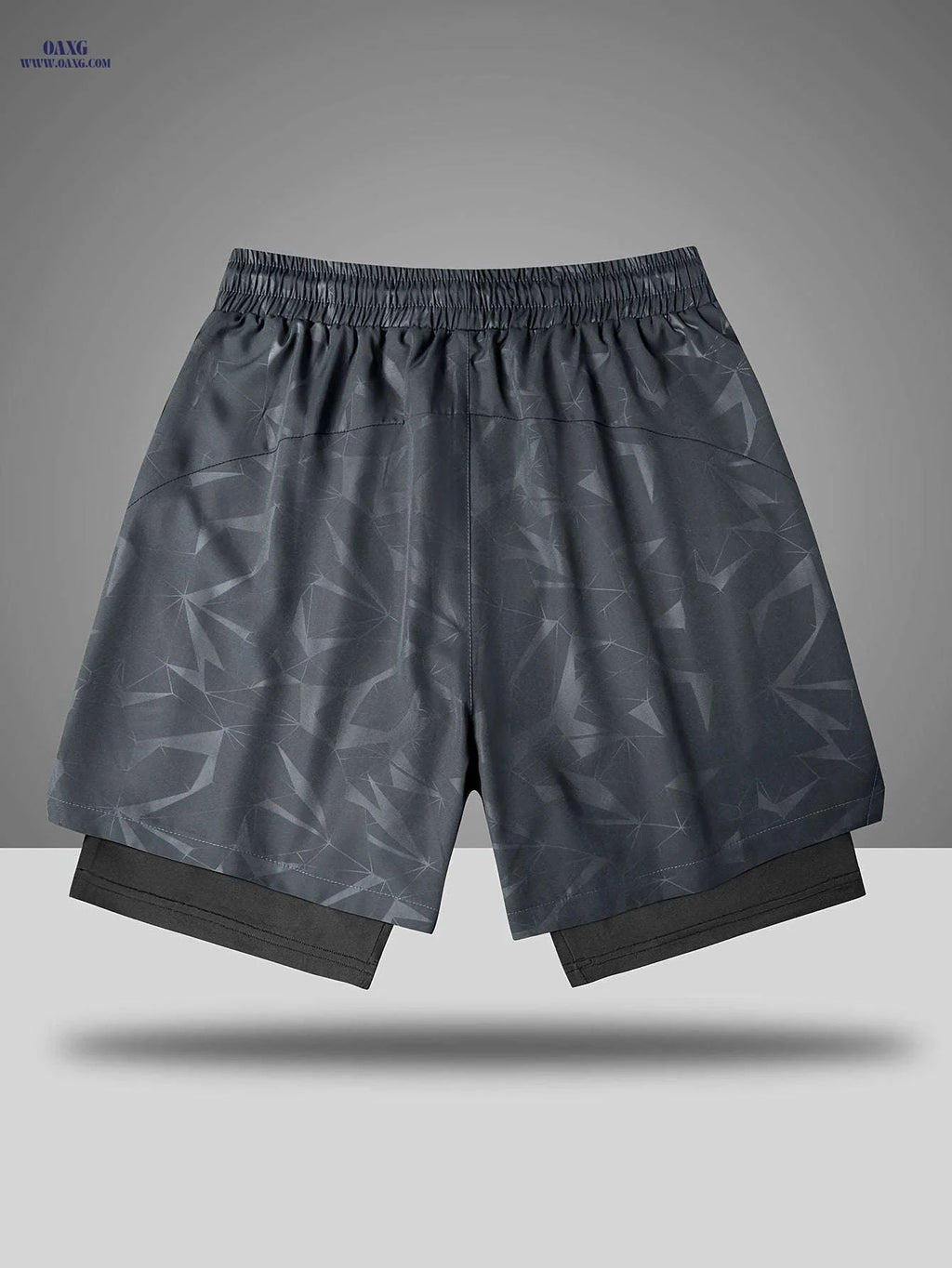 Men's Breathable Fitness Shorts - Slimming Sports Design, Geometric Print   OAXG 