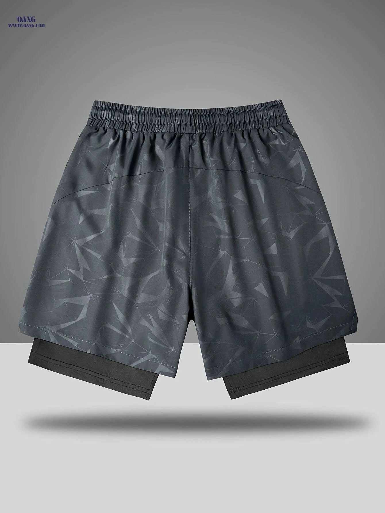 Men's Breathable Fitness Shorts - Slimming Sports Design, Geometric Print   OAXG 