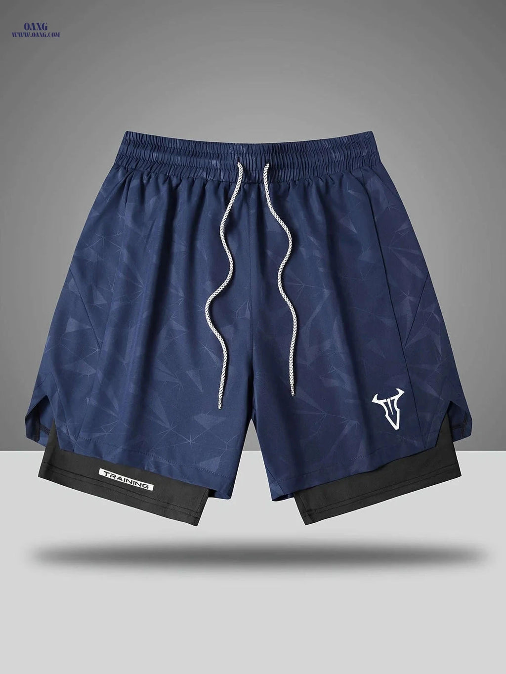 Men's Breathable Fitness Shorts - Slimming Sports Design, Geometric Print   OAXG 