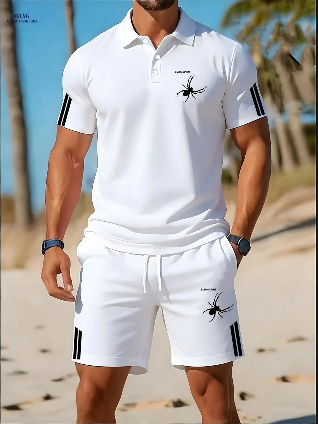 Men's Breathable Golf Polo Set - Casual Wear for Outdoors & Sports   OAXG 