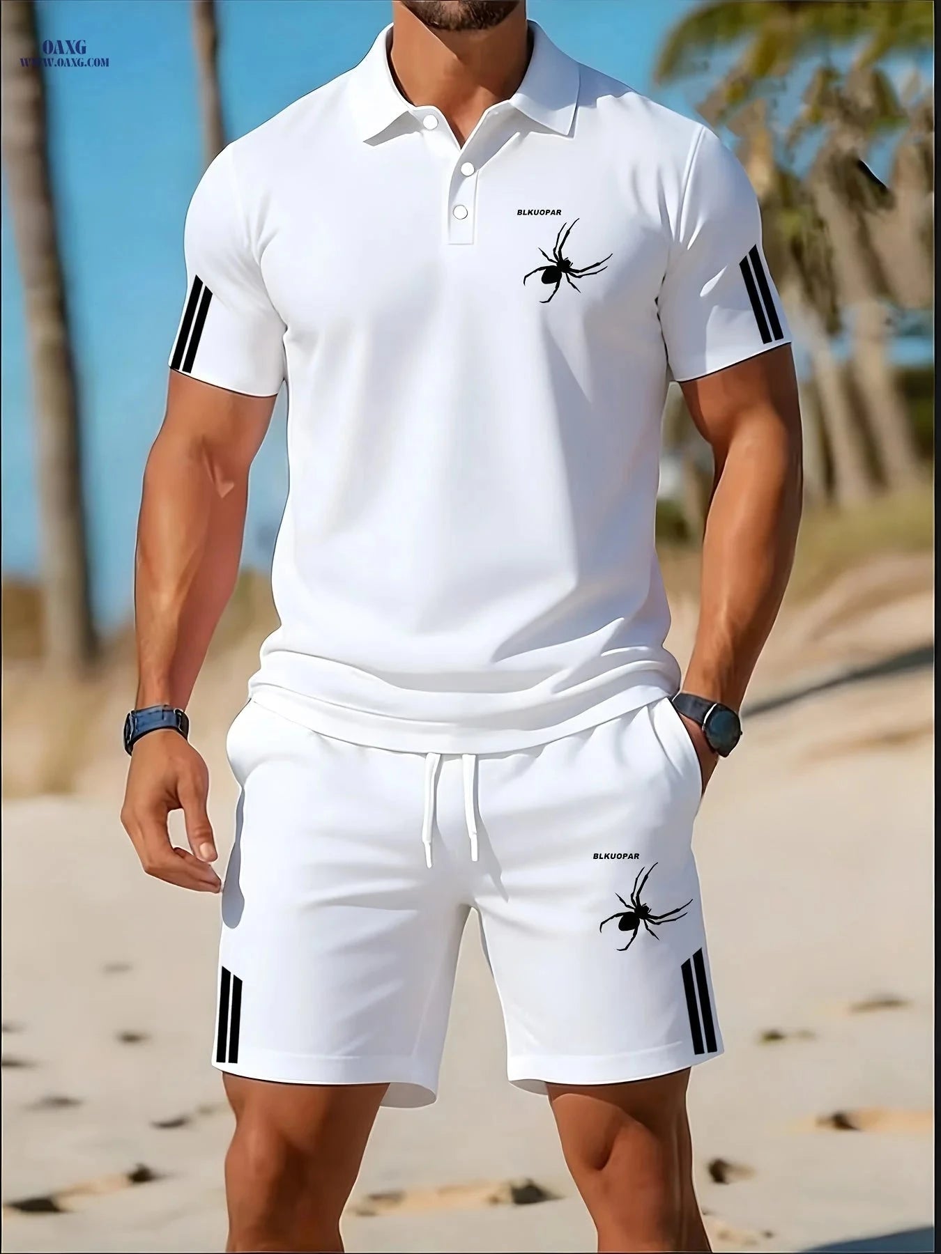 Men's Breathable Golf Polo Set - Casual Wear for Outdoors & Sports   OAXG 