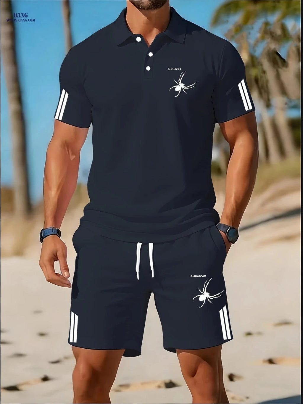 Men's Breathable Golf Polo Set - Casual Wear for Outdoors & Sports   OAXG 