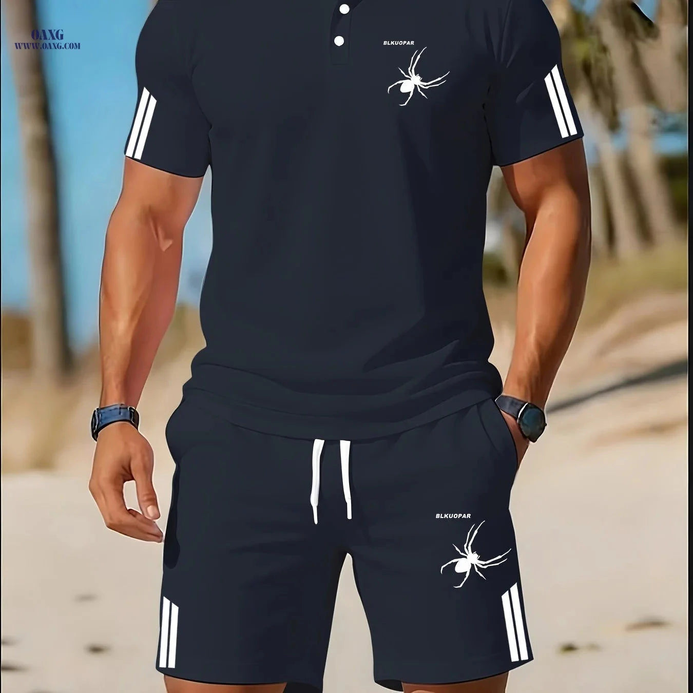 Men's Breathable Golf Polo Set - Casual Wear for Outdoors & Sports   OAXG 