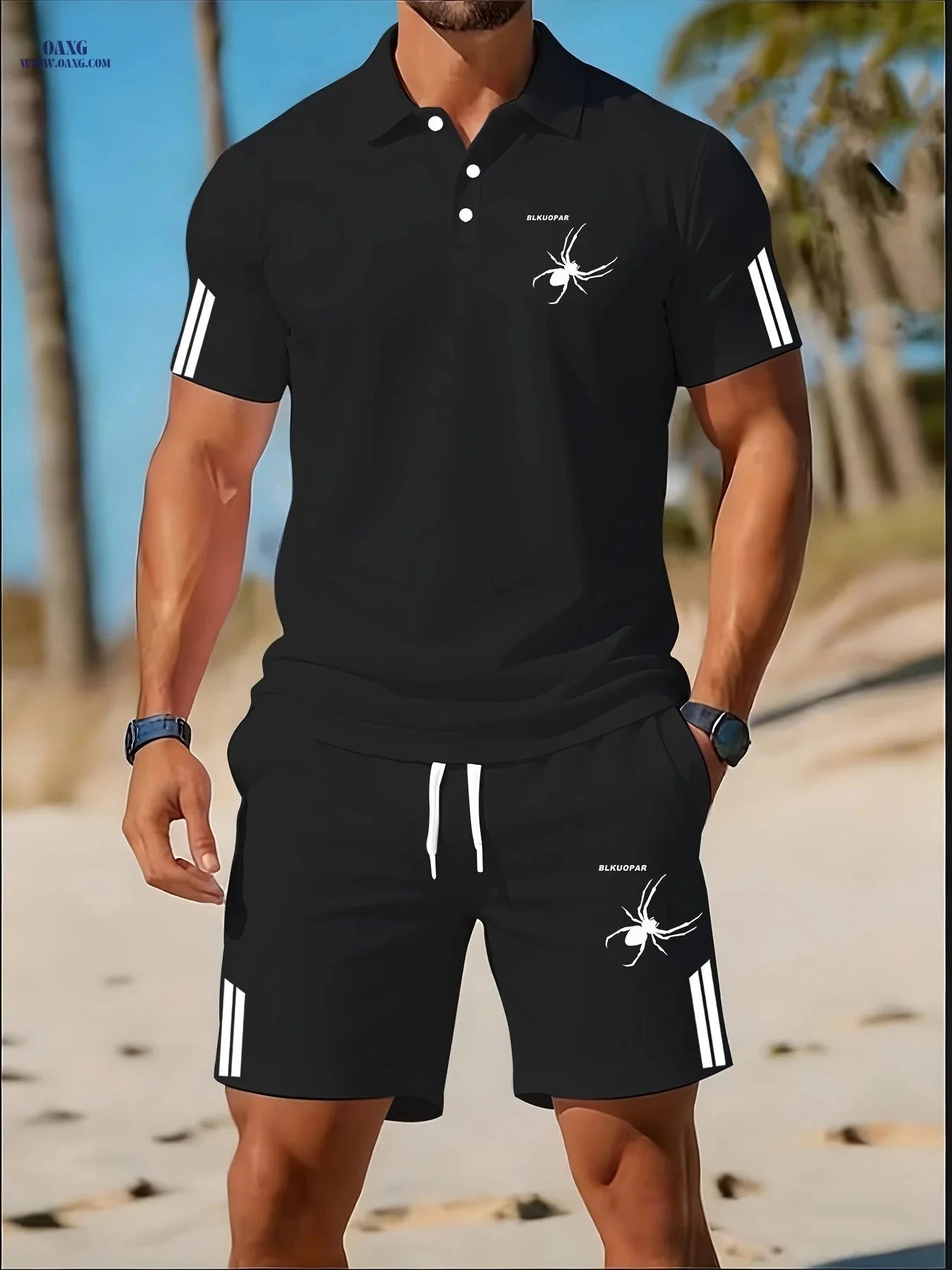 Men's Breathable Golf Polo Set - Casual Wear for Outdoors & Sports   OAXG 