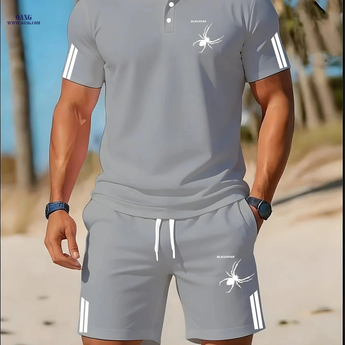 Men's Breathable Golf Polo Set - Casual Wear for Outdoors & Sports   OAXG 