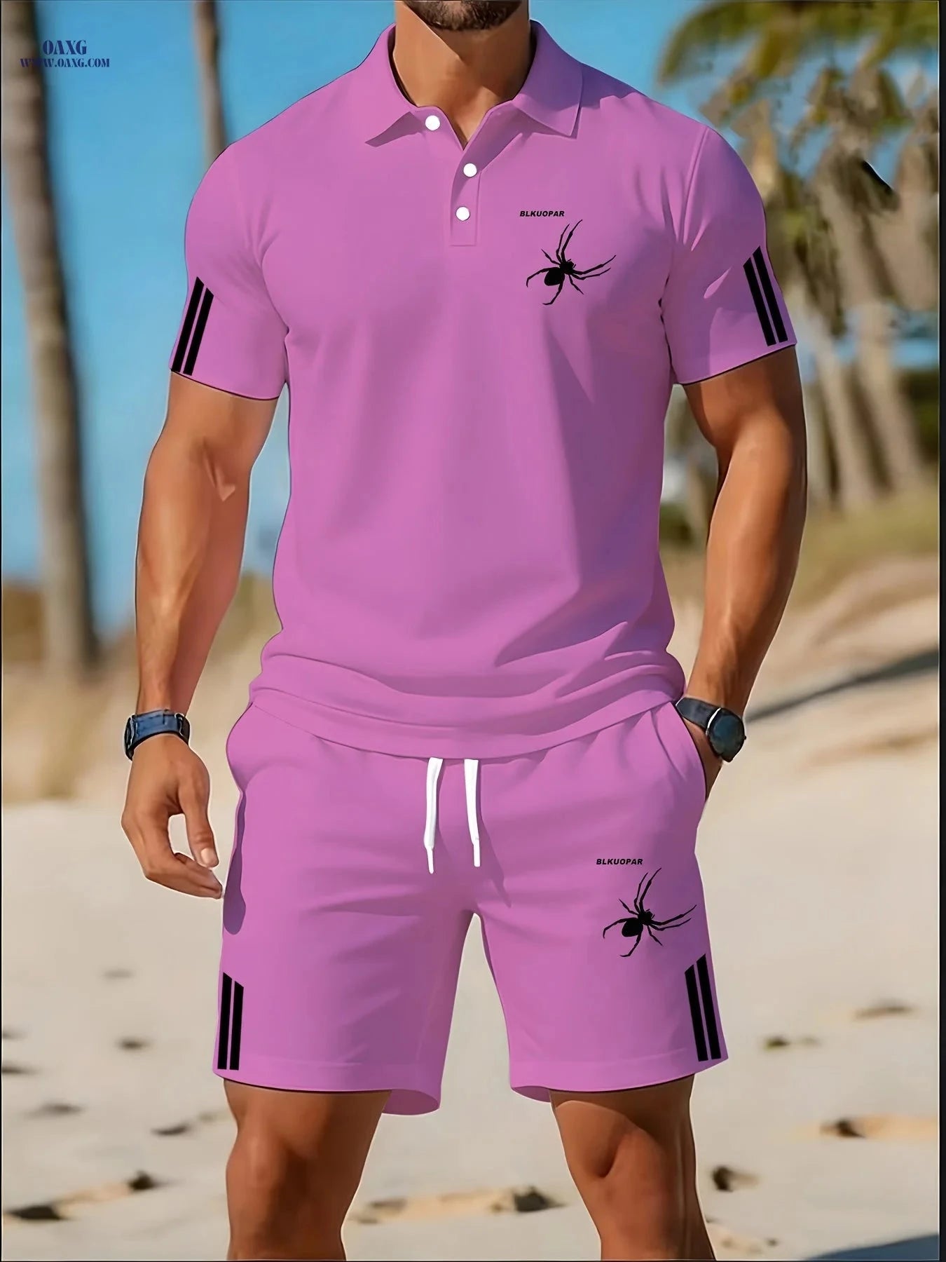 Men's Breathable Golf Polo Set - Casual Wear for Outdoors & Sports   OAXG 