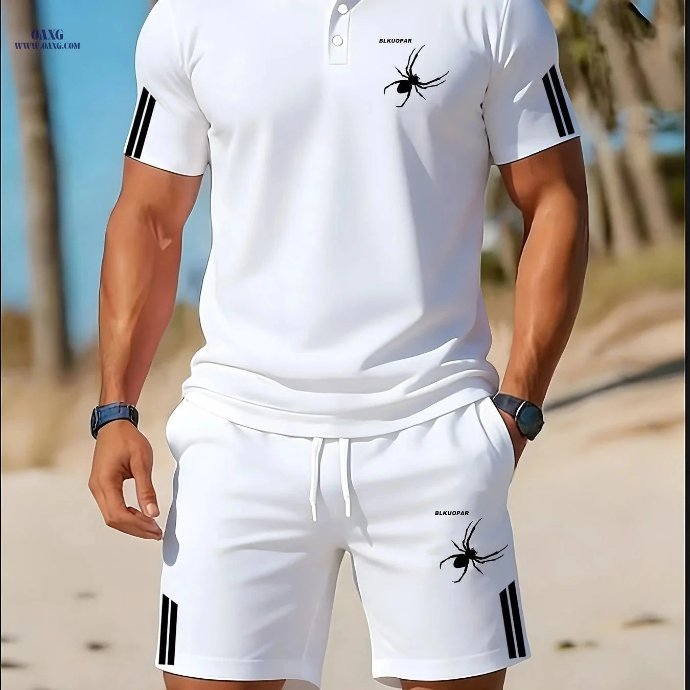 Men's Breathable Golf Polo Set - Casual Wear for Outdoors & Sports   OAXG 